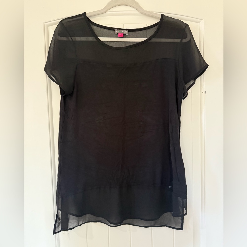 Vince Camuto Black Sheer Blouse